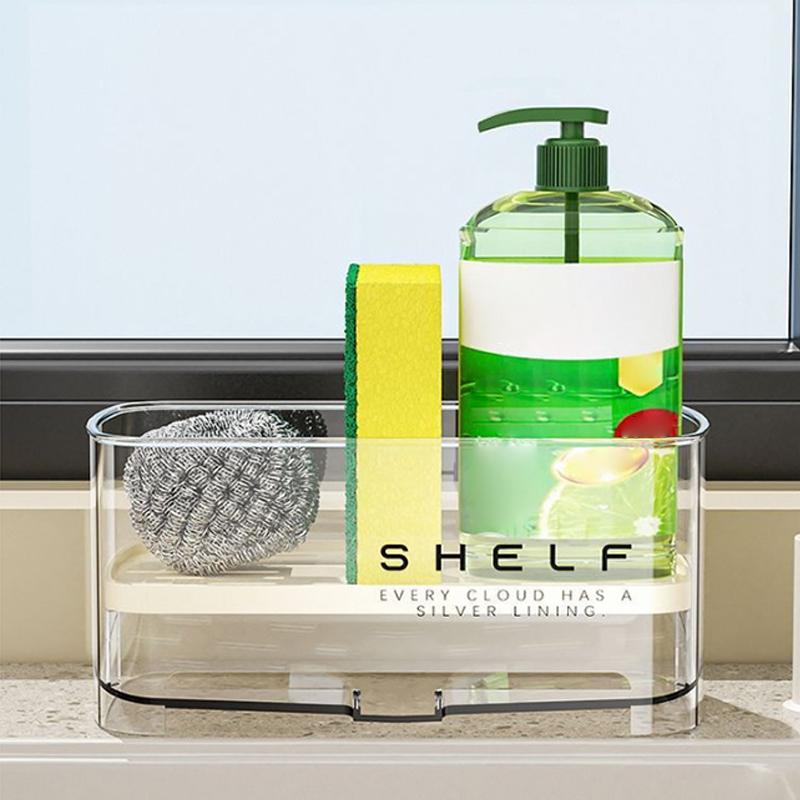 New Rag Rack Kitchen Sink Rack Household Wall-mounted Multi-function Sponge Pool Faucet Storage Artifact With Drain Design