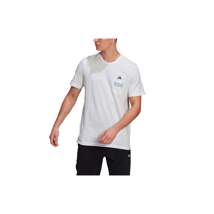 

Мужские спортивные футболки Adidas с карманной вышивкой, белые GN6845 S