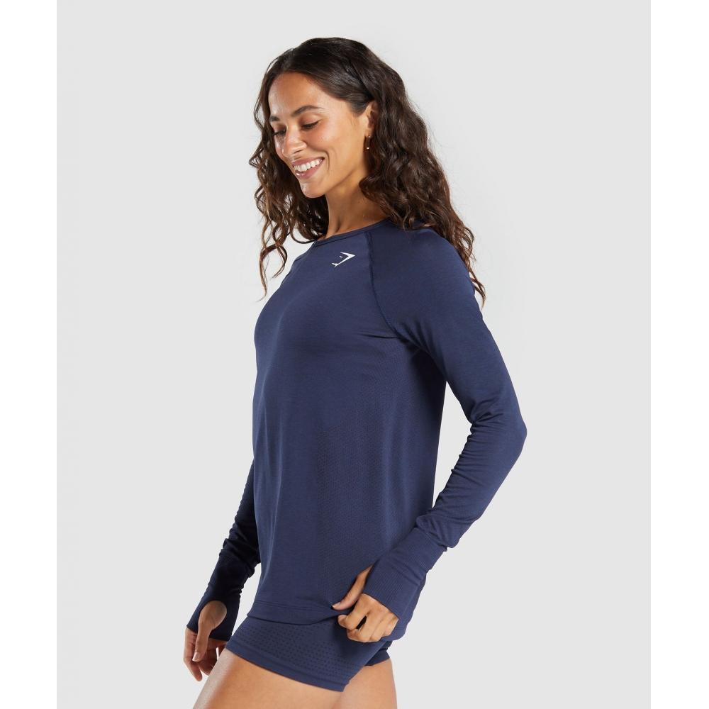 Gymshark Vital Light Long Sleeve Top Heavy Blue Marl B4a8c Ucw7