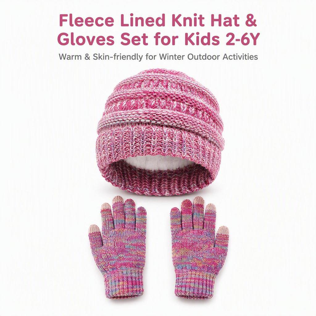 Kinderen Winter Warm Gebreide Set Pompon Muts Sjaal Handschoenen 3-Delige Set Of Enkele Muts Winddicht Oorbescherming Voor Jongens Meisjes Koud Weer Buiten