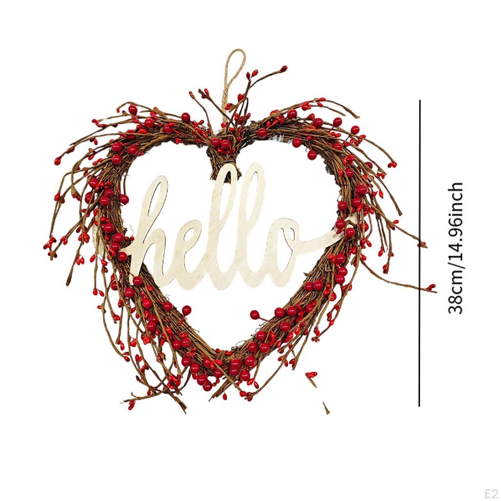 Heart Shaped Garland Valentine's Day Wreath for Front Door Indoor Decorative Artificial