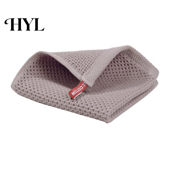 Long-lasting Dish Towel Cotton Waffle Weave Kitchen Cloth Solid Color Ultra Soft Absorbent Quick Drying Cleaning Rag Hair Hat