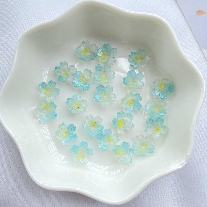 20Pcs New Cute Resin Mini Transparent Colored Flowers Series Flat Back Parts Embellishments For Hair Bows Accessories