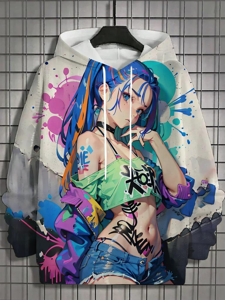 Anime Women's Men's Fashion Printed Hoodies Autumn and Winter Designer Hoodies Casual Sweatshirts Comfortable Warm Long Sleeve