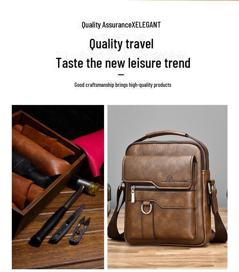 Men's Genuine Leather Vertical Shoulder Bag & Messenger Briefcase