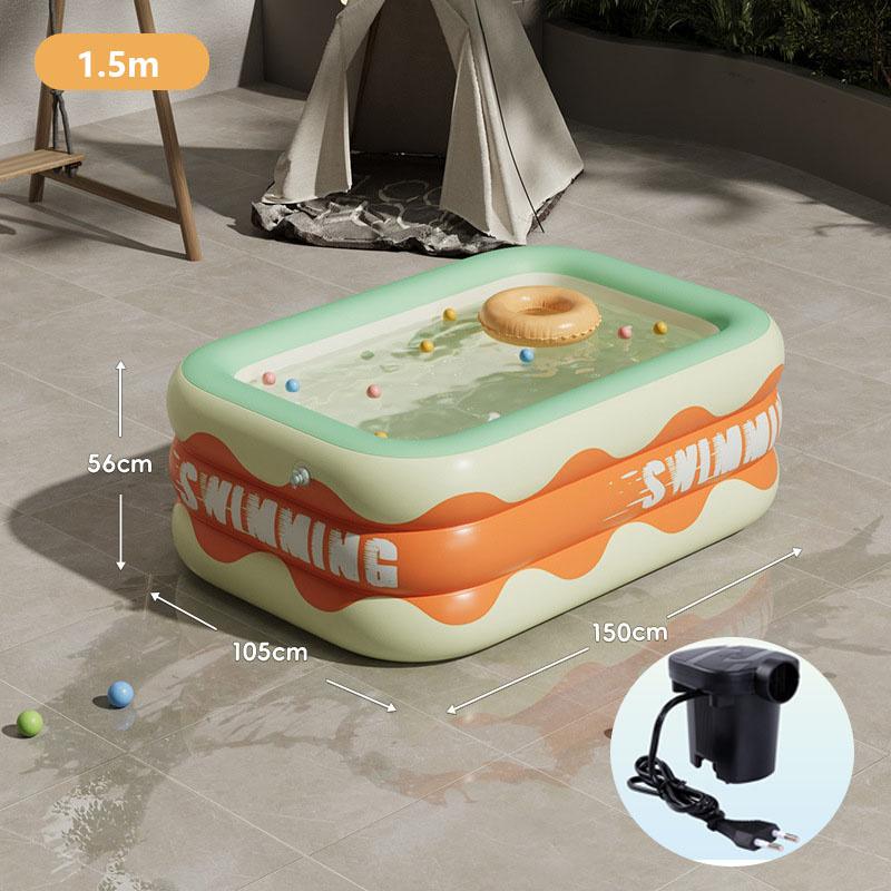 Foldable Inflatable Swimming Pool with Pump (European Standard) Outdoor Summer Pool for Adults and Children Summer Wading Pool