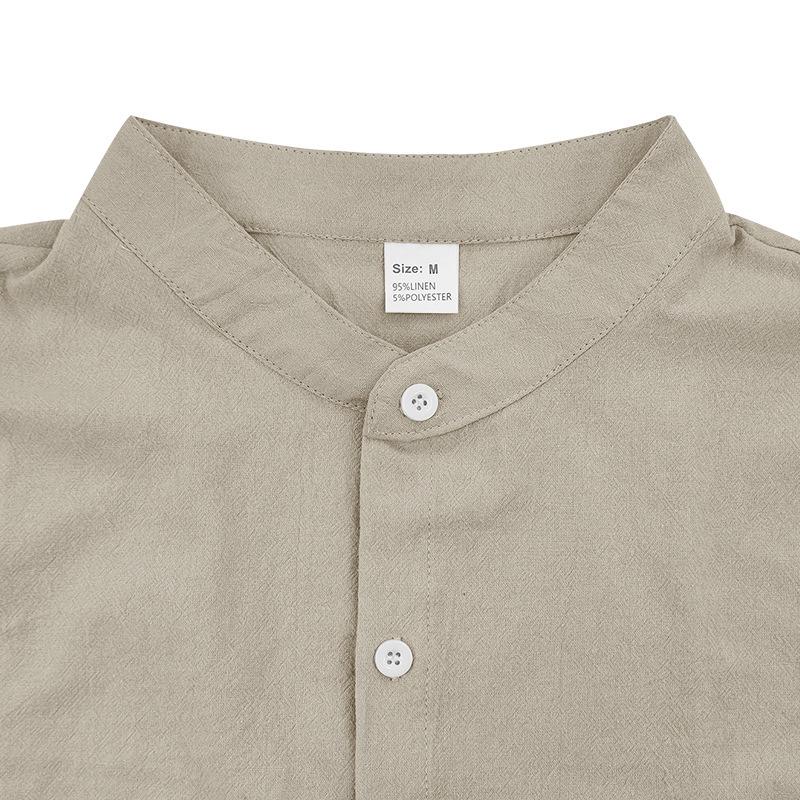 Men's Linen Henley Collar Beach Set: Summer Hawaii Short Sleeve Shirt & Shorts