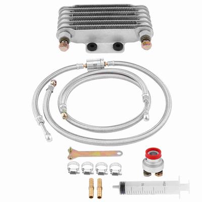 85ml Oil Cooler Engine Oil Cooling Radiator System Kit for Honda GY6 100CC150CC Engine Silver