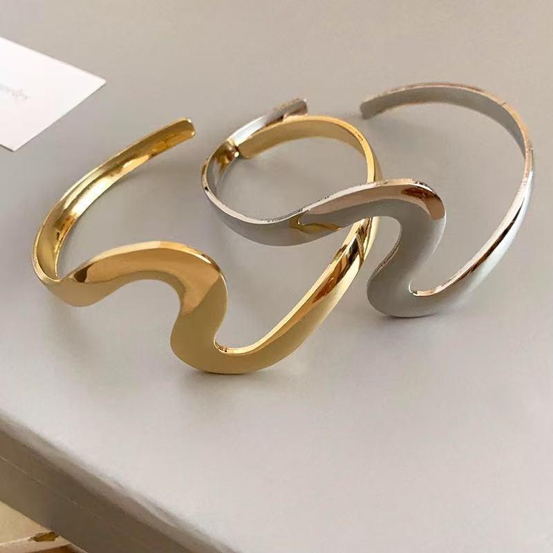 Bohemian Metall Offenes Armband für Damen Wellenmanschette Armreif Strandparty Schmuck Geschenk