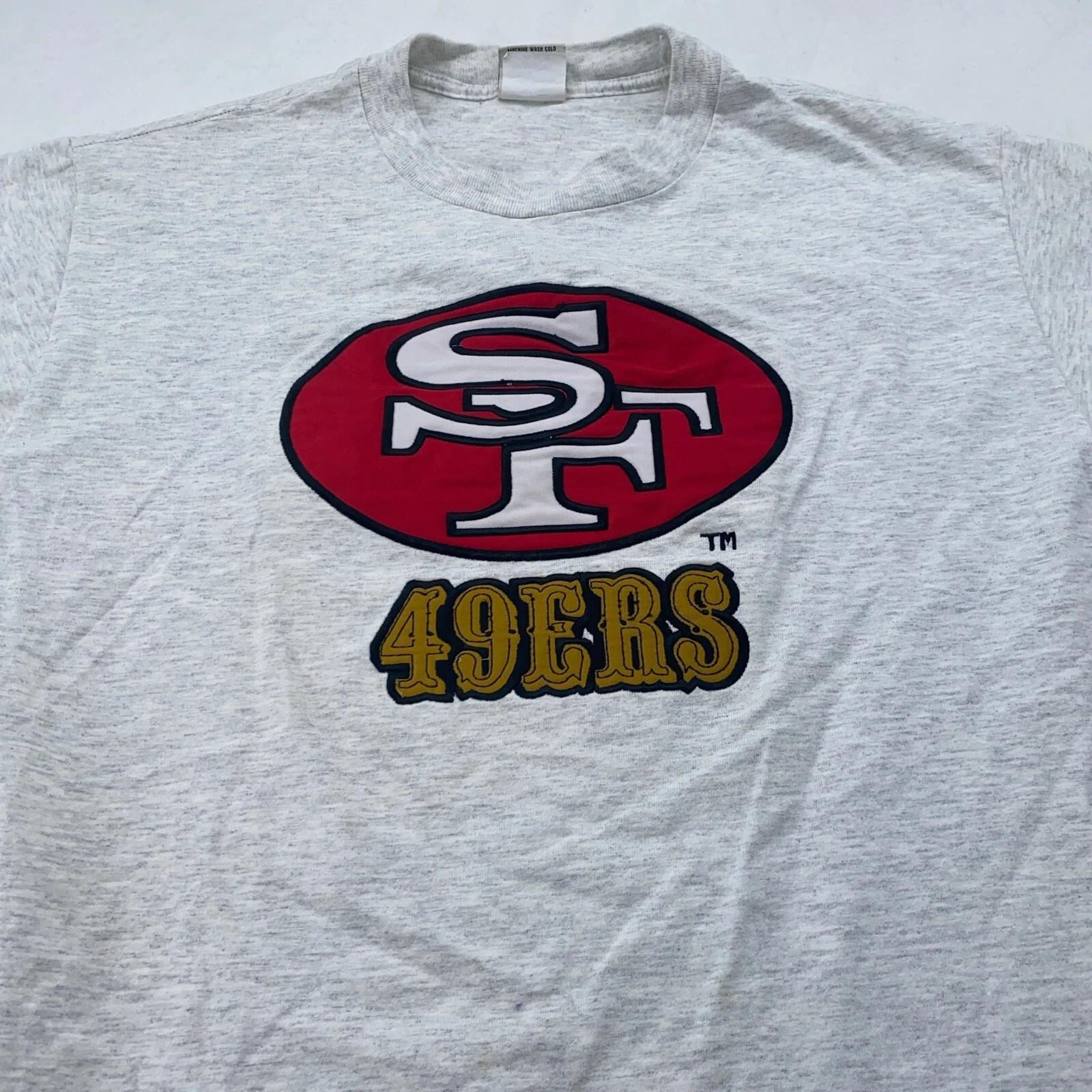 Vtg 90s SAN FRANCISCO 49ERS EMBROIDERED NUTMEG T-Shirt LARGE/XL nfl football XL