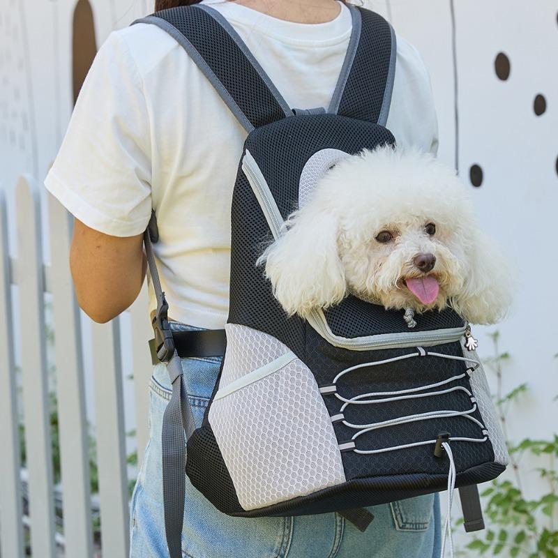 Breathable Mesh Pet Carrier Backpack - Chest Bag Adjustable Strap Safety Leash, for Cats Small Dogs Outdoor Walks