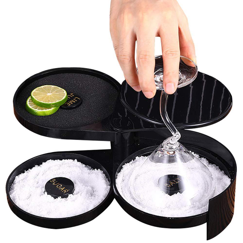 

3-Tier Bar Juice Cocktail Seasoning Box Sugar Salt Rimmer Tool Bartender ABS Storage Box (BPA-Free, No FDA Certification) A