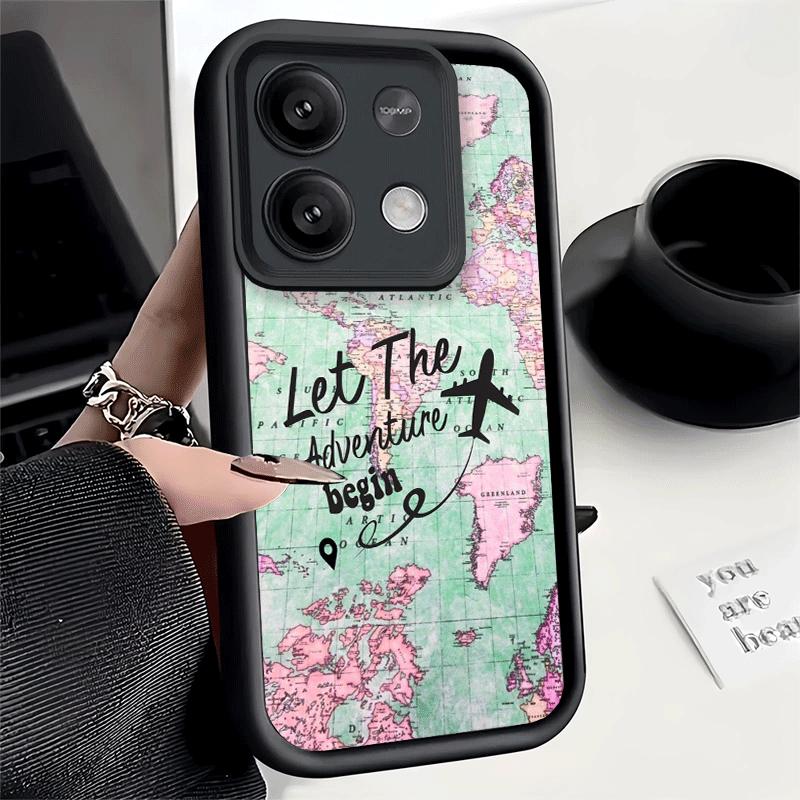 Travel Map Artistic Pattern Soft Phone Case for Xiaomi Redmi Note 15 14 13 12 11 Pro Plus 10S 11S 4G 11T 5G Shell Silicone Funda