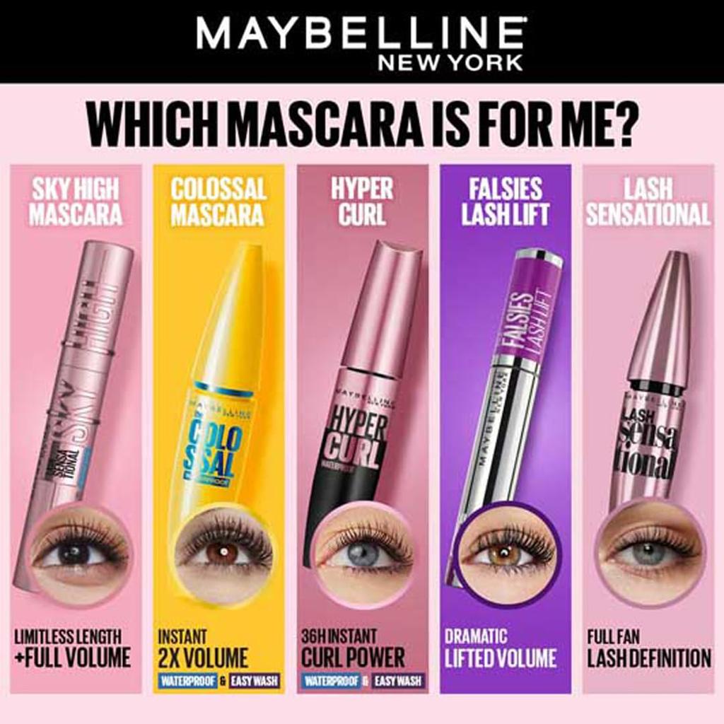Maybelline Volum' Express Hypercurl Mascara Plain Black Wash-off Easily