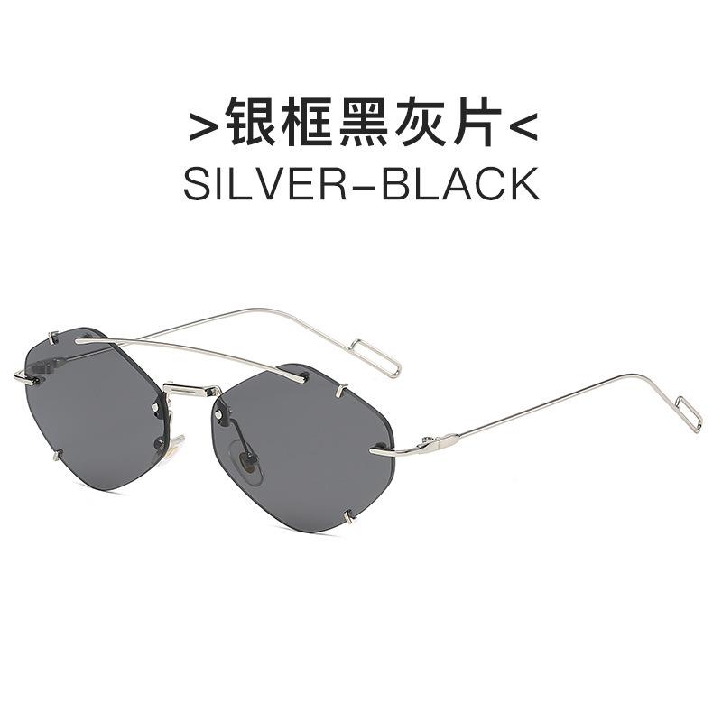 Metal frameless sunglasses for fashion shows personalized unisex small frame irregular trendy eyewear