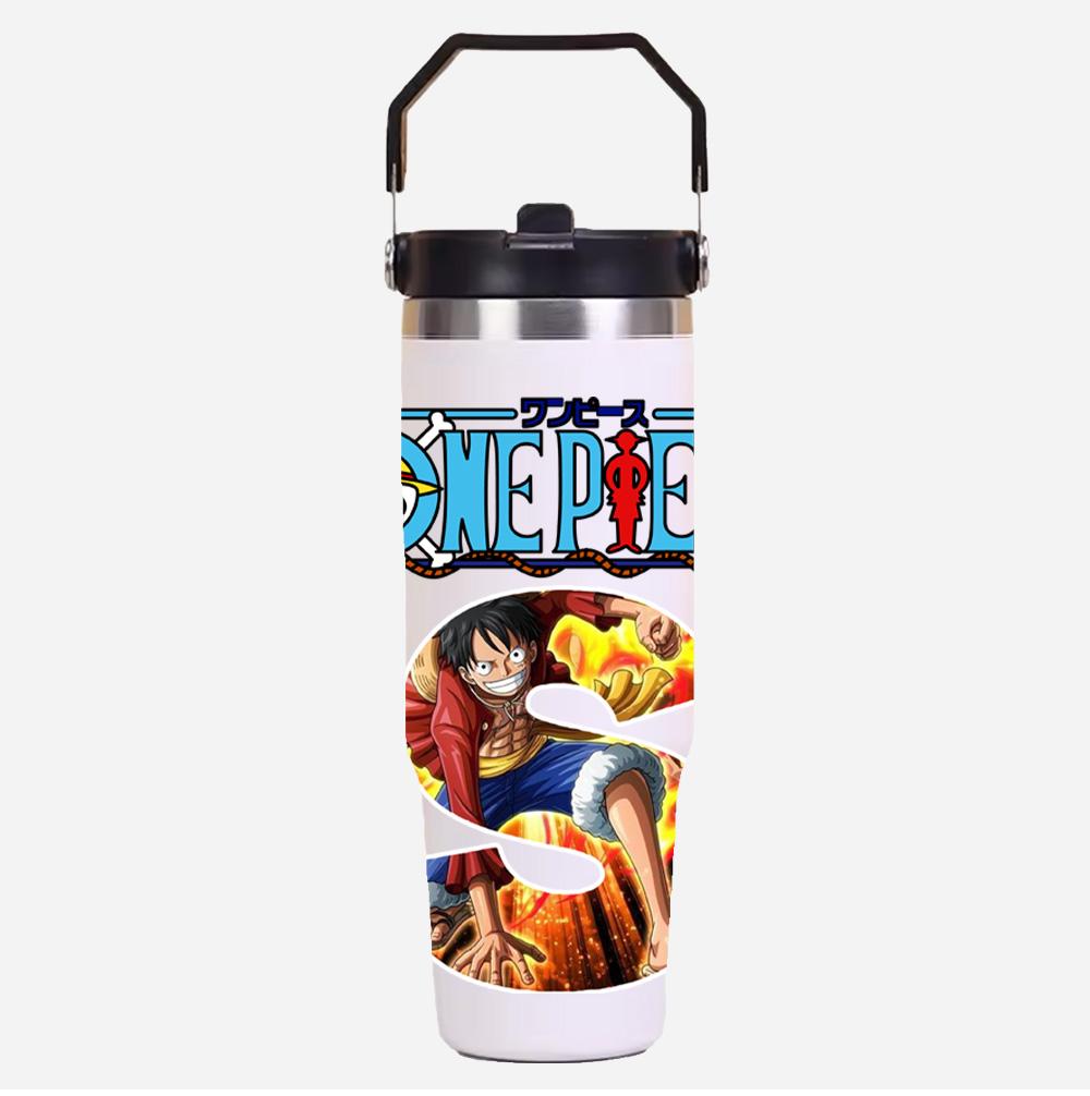30oz Anime A-Z English Letter Printed Simple Solid Color Stainless Steel Thermos Water Cup Thermal Insulation Cold Ice Cup