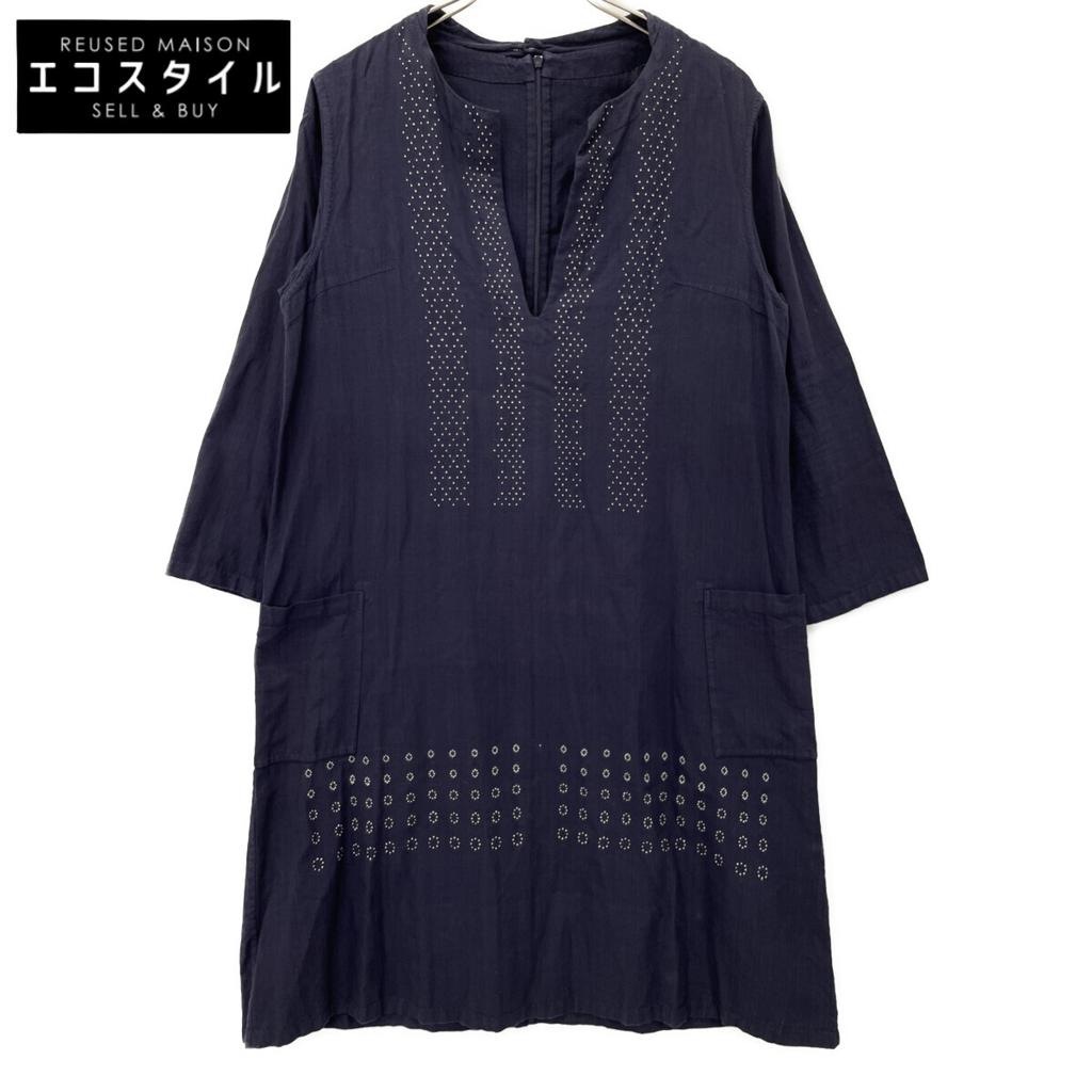 Haat HA14FT680 Navy 3/4 Sleeve Embroidered Dress dress 4 NavyUsed