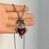 Fashionable Dark Styles Gothic Necklace with Heart Bowknot and Crosses Pendant Portable Accessory for Fashionistas