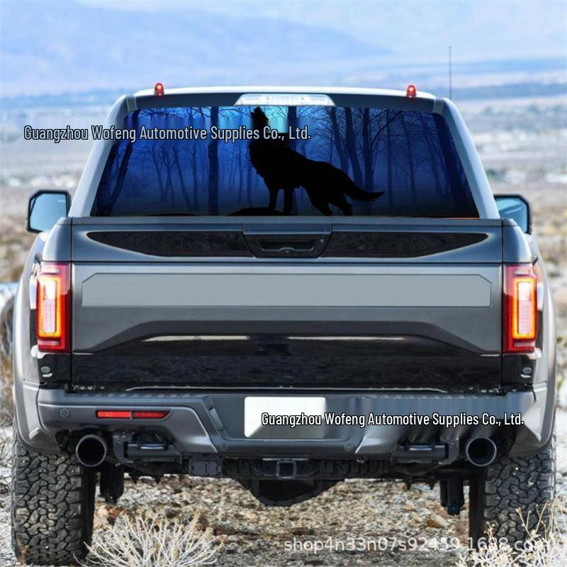 Roaring Wolf Rear Window Car Sticker - SUV, Sedan, Pickup Windshield Decal (D143) 135*36CM