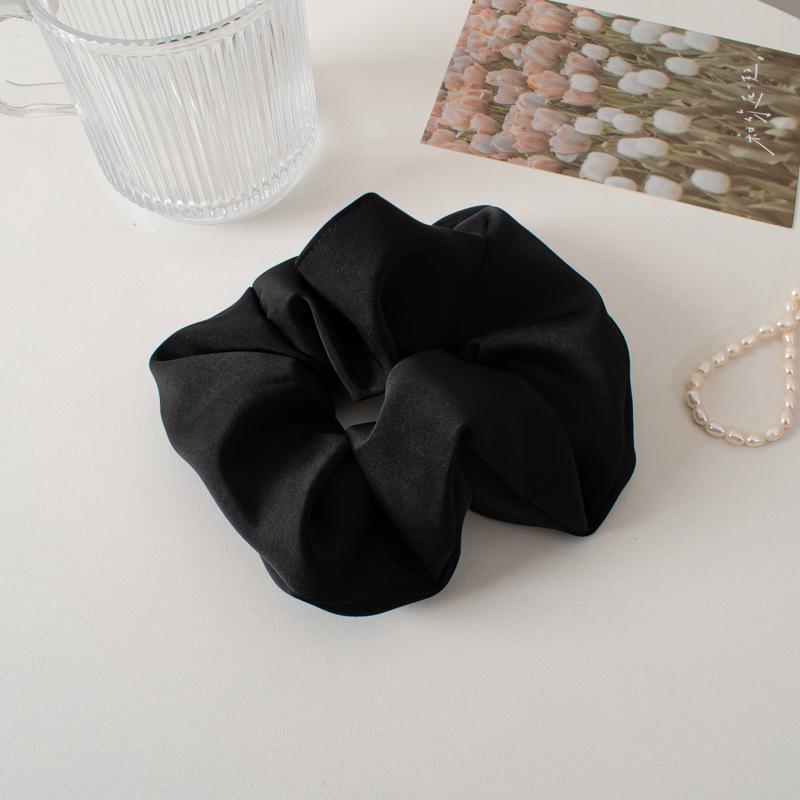 Chouchou d'été en satin et tulle à pois violets - Élastique à cheveux pour femme à haute élasticité