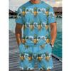 Men's Summer Comfortable Fashionable Fun Colorful Pattern 3D Printed 2-piece Set Leisure Sports Style Loose Oversized Breathable Sports Wear