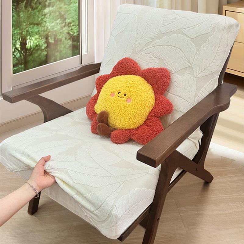 Funda Elástica con Cremallera para Sillón Jacquard de Hojas Fundas para Sillas Decoración del Hogar Funda Elástica para Silla Protector Elástico para Muebles de Silla Lavable