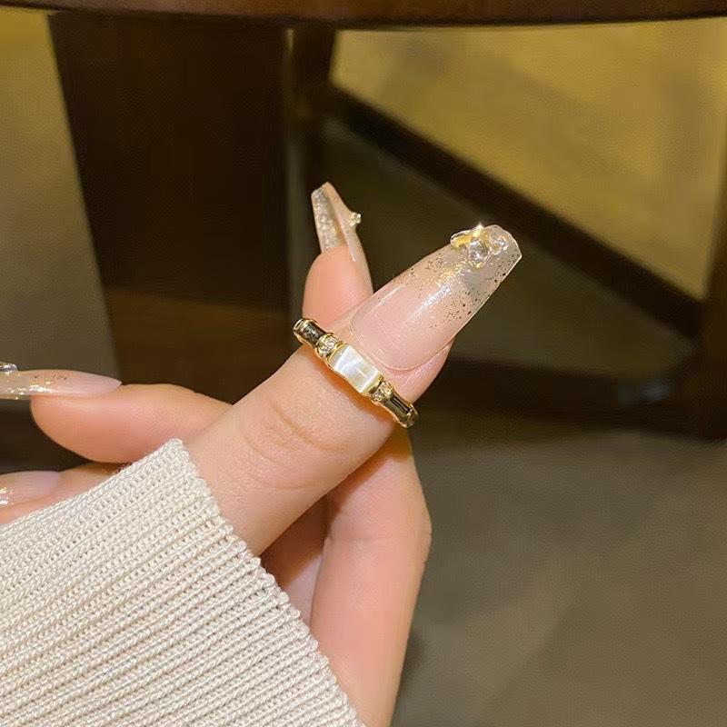 Opal Bamboo Versatile Ring Women's New Chinese High-end Fashion Opening Adjustment Trendy Ring Jewelry