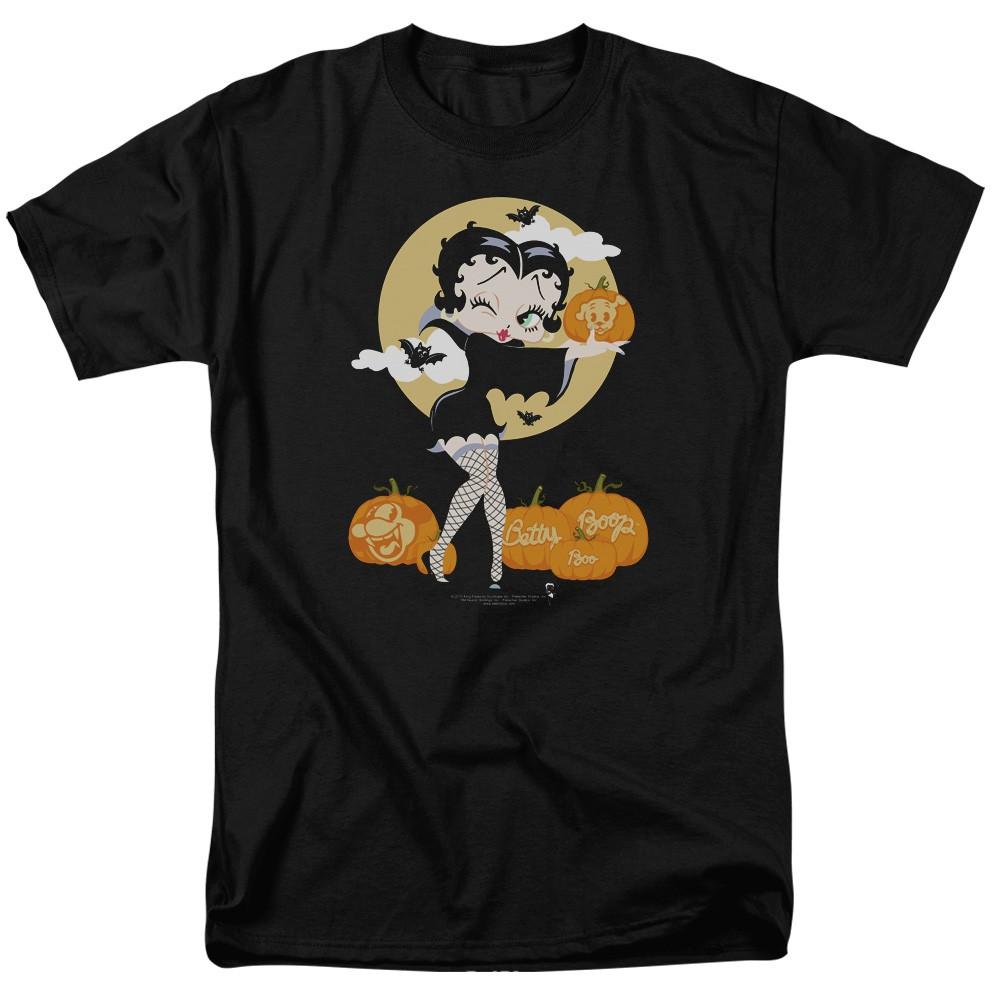 Betty Boop - Vamp Pumkins - Adult Unisex Short Sleeve T-Shirt - Black L