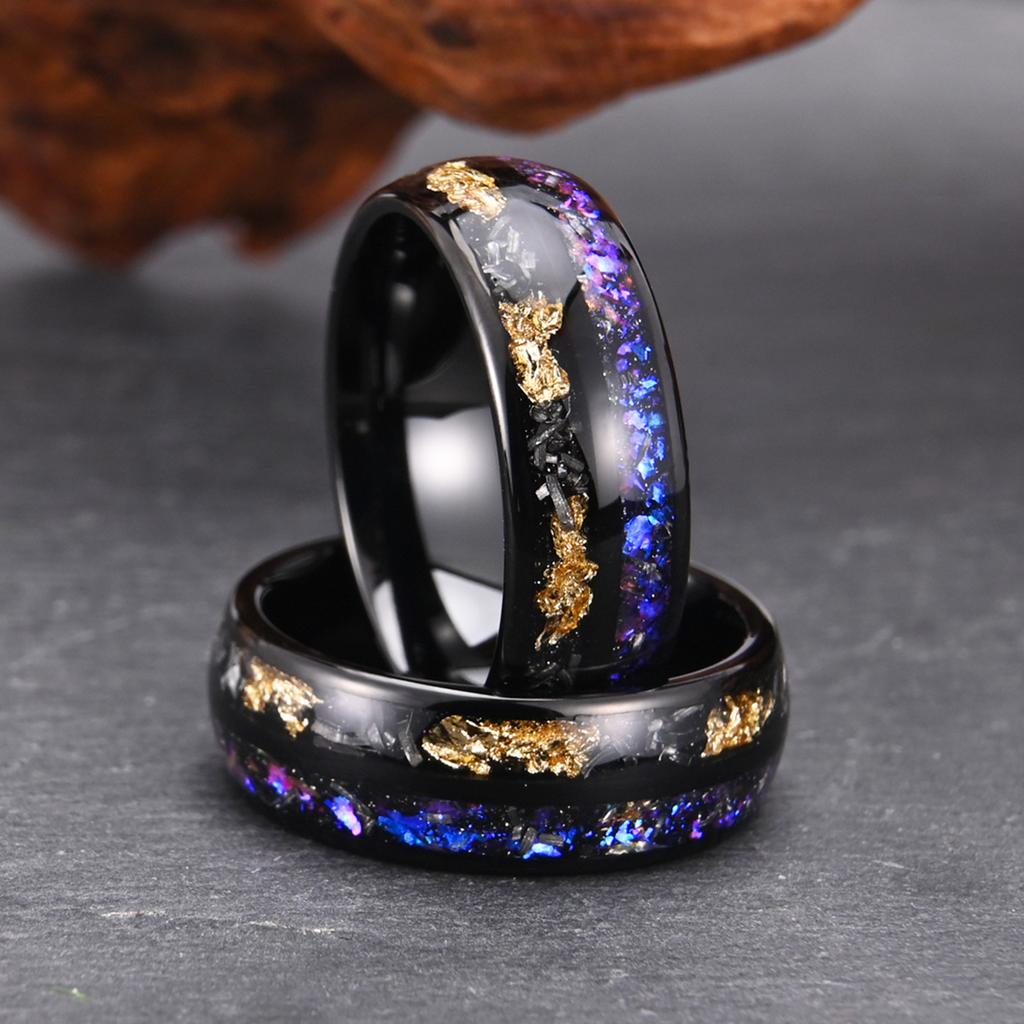 8MM Galaxy Tungsten Carbide Rings Anillos Bague Homme Pareja De Compromiso  Jewelry Men's Wedding Bands Engagement Rings