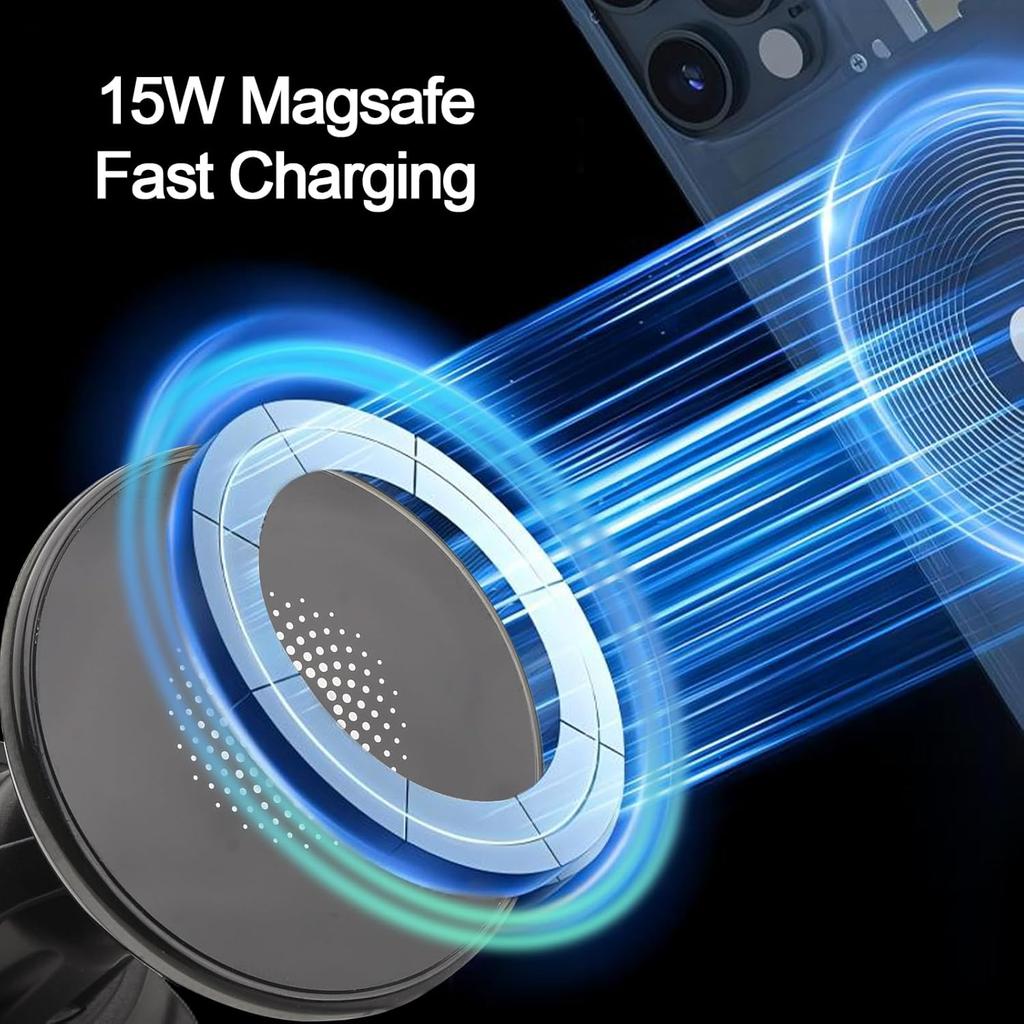 MagSafe Araç Montaj Şarj Cihazı için, 15W Hızlı Şarj LED Manyetik Kablosuz Araç Şarj Cihazı iPhone 15 Pro Max Plus Mini/14/13/12 için
