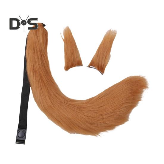 Fox Ears Tail Set Handmade Plush Animal Cosplay Props Realistic Design Role Play Halloween Party Accessories