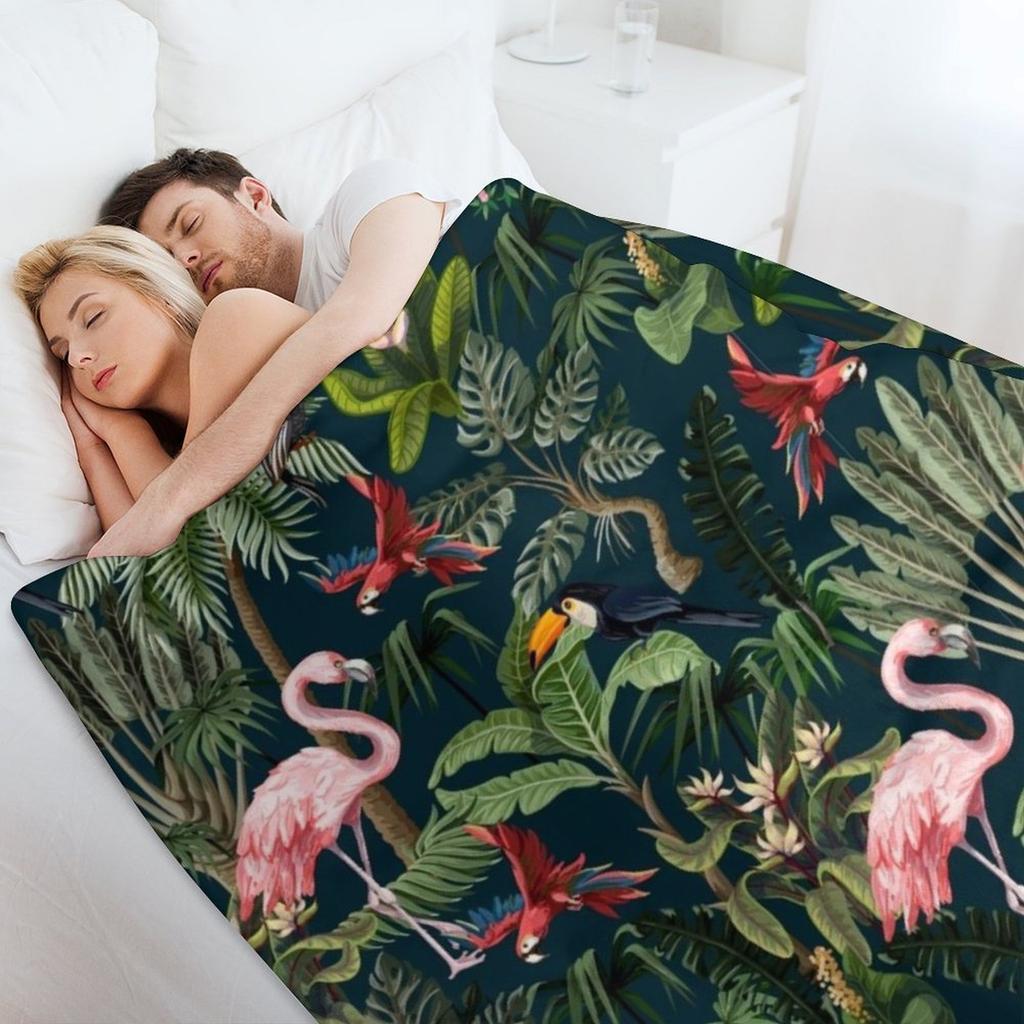 Jungle Pattern with Toucan, Flamingo and Parrot Throw Blanket Luxury Throw Kid'S Polar Stuffeds Blankets