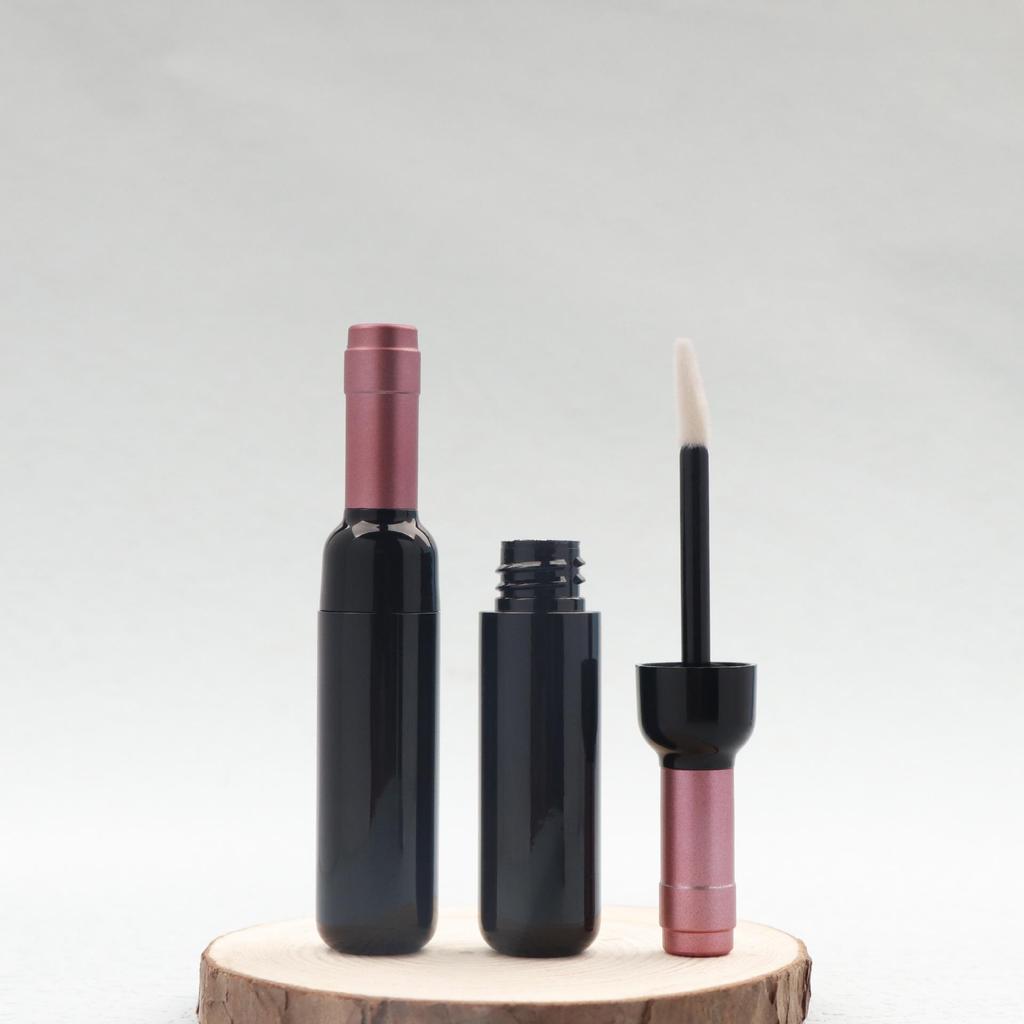 5ml Korean-Style Red Wine-Inspired Lip Gloss Tube, Plastic, Round, In Stock