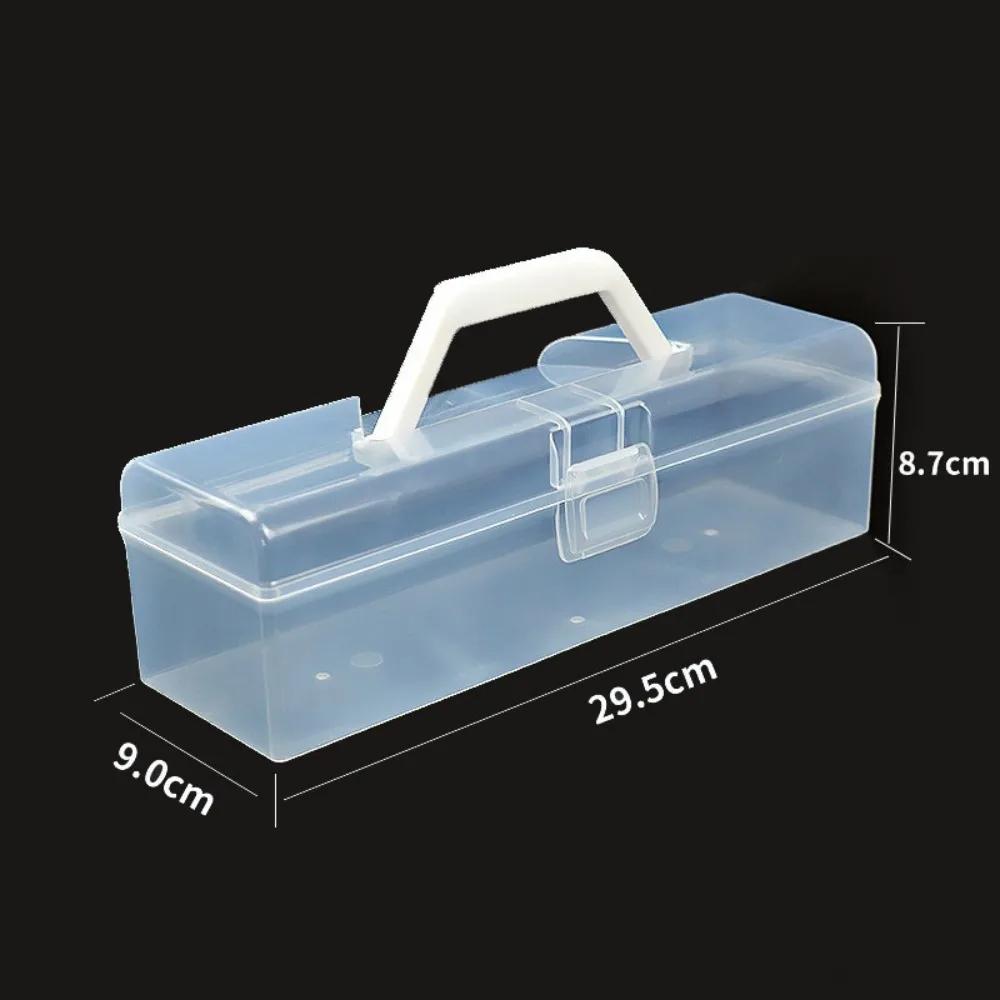 Plastic Clear Storage Box Clear with Handle Marker Pen Storage Holder Desktop Organizer Plastic Storage Case Art Students