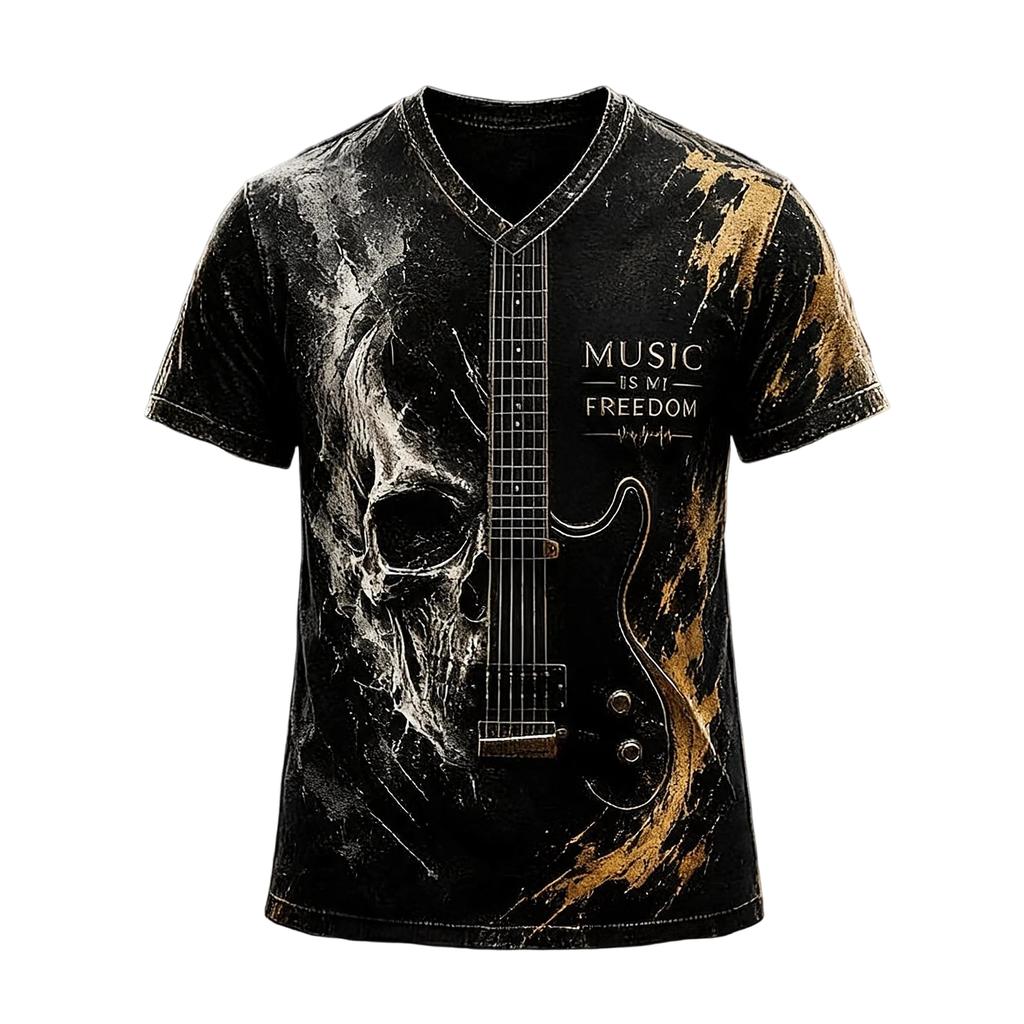 Men's Halloween Print V-Neck T-Shirt