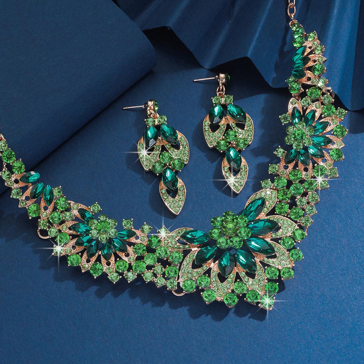 

3 шт. Женский модный роскошный набор с цветами, ожерелье и серьги с цирконами, для свадебного сезона, подходит для свадебных вечеринок и фестивальных подарков