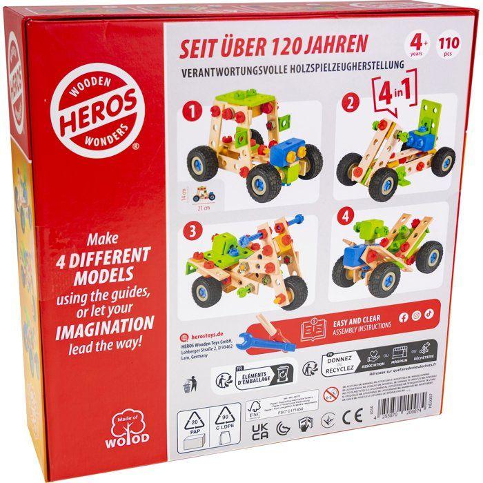 HEROS Constructor - Quad a construire - En bois 100 % certifié FSC - 110 pieces - Des 4 ans