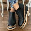 Fashion Fashion Women Short Boots Round Toe High Top Platform Wedges Retro Booties Soft Leather Zipper Comfortable Ankle Boots for Woman