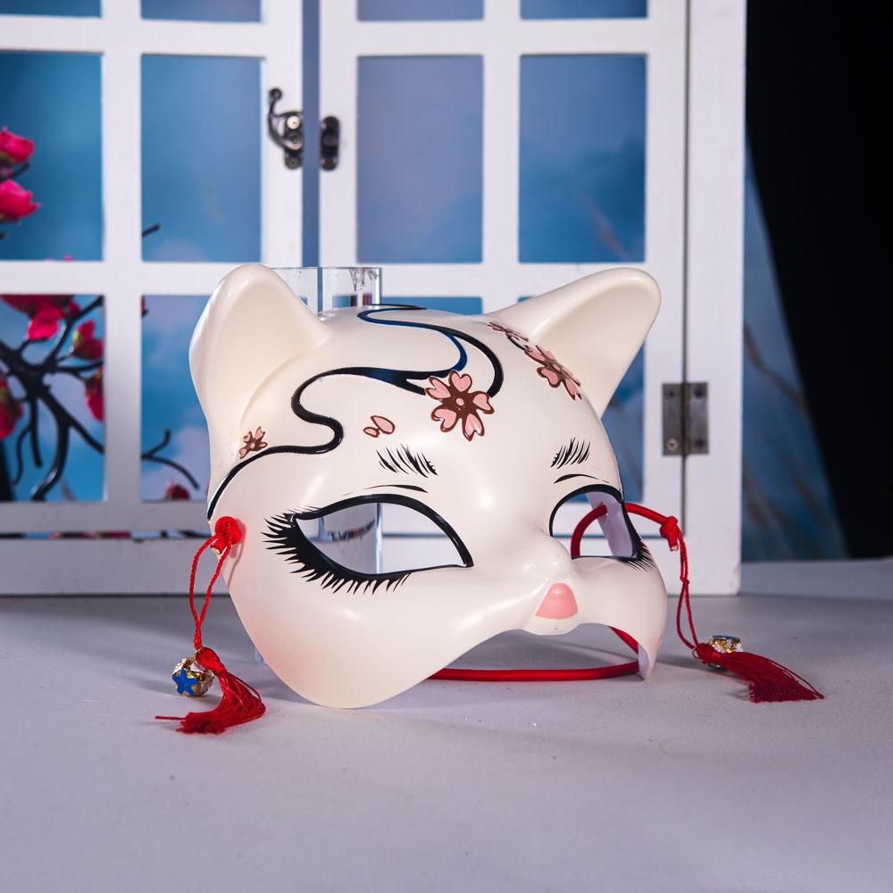 Handmade Cute Cat Cosplay Mask Japanese-Style Half Face Painting Mask for Stage Performances And Anime Role-playing