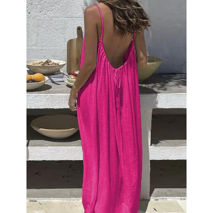 2026 New Women's Strap Dress with Open Back, Loose-fitting Home Wear Dress