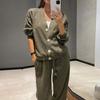 Fall and Winter New Fashion Single-breasted Casual Sports Suit Cardigan Top Lace-up Pants Two-piece Women's Clothing