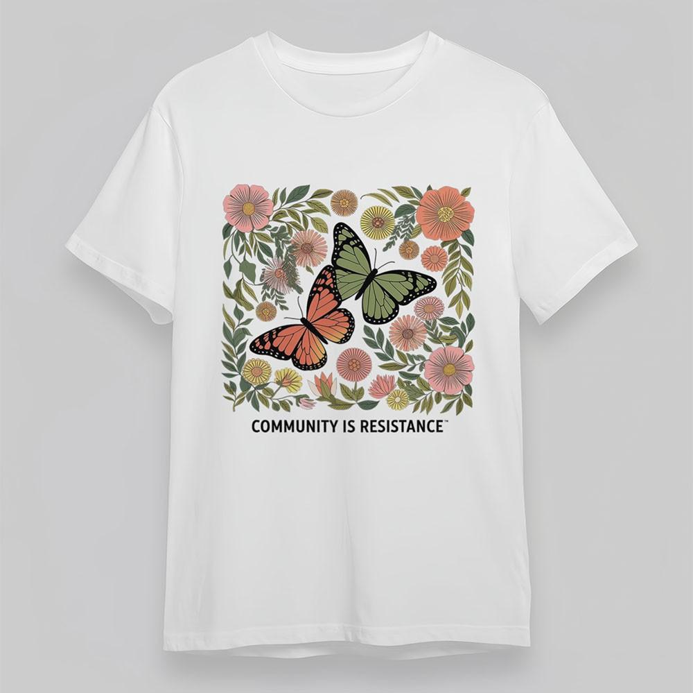 

Мужская удобная футболка Resistance Butterfly Floral Tee белая хлопковая короткая оверсайз 4XL