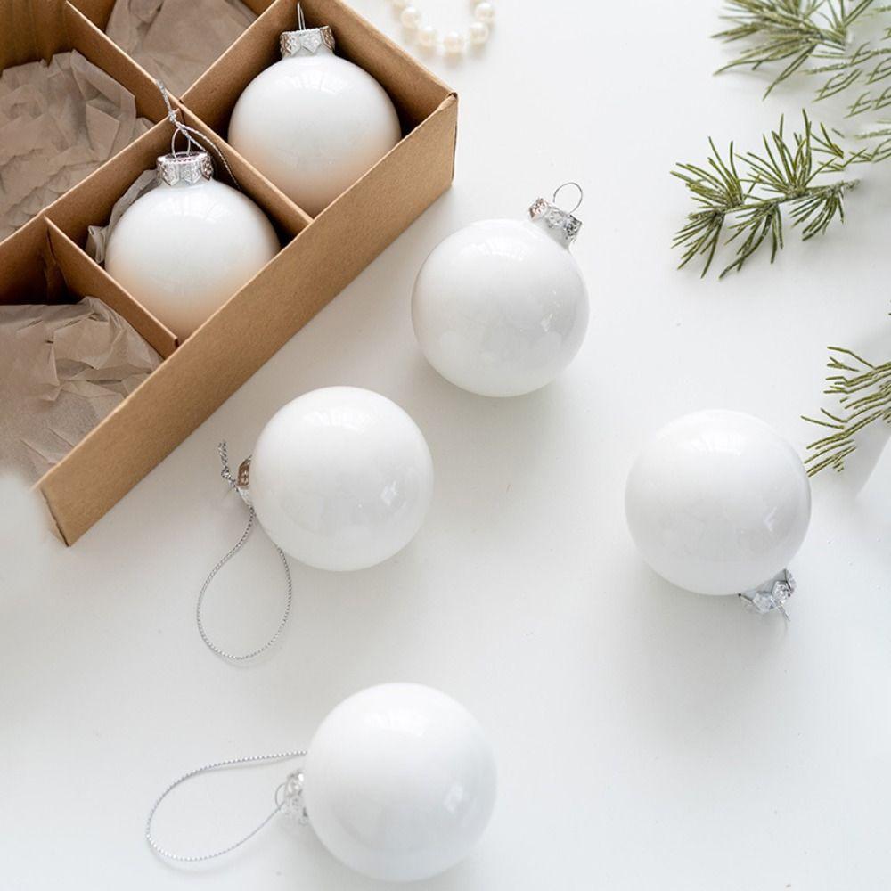 6 st DIY-tillbehör Glasjulgranskula set 6 cm Delikat julgranshänge Målad Kreativt Hängande prydnad Fest