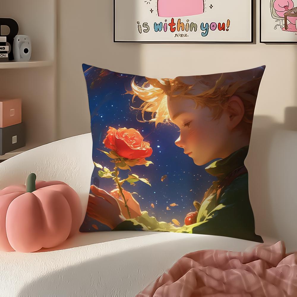 Classic French Literary IP Anime LLittle Prince Cushion Cover Pillowcase Short Plush Invisible zipper Room Sofa Cushion Cover