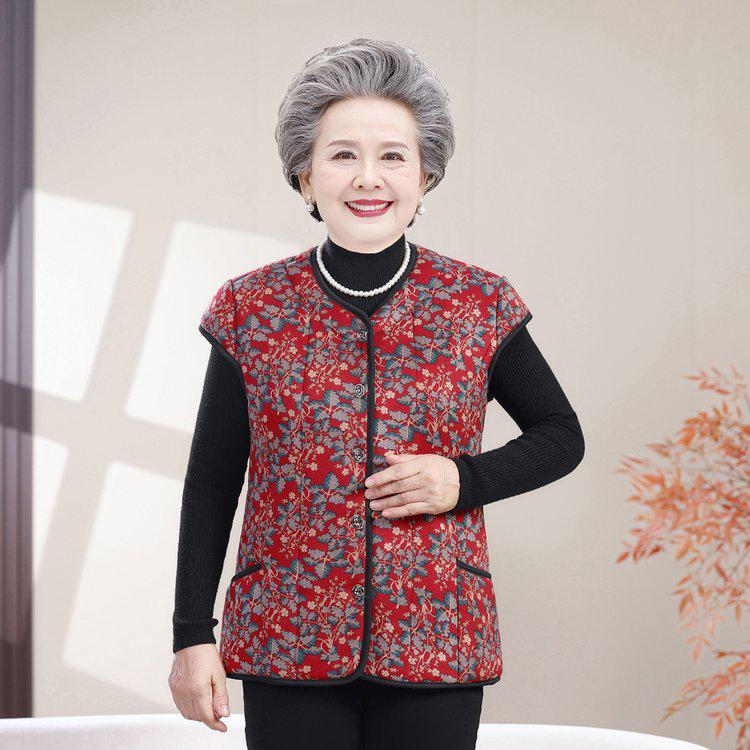 Grandma-Style Sleeveless Cotton Padded Vest with Sleeve Shoulder Protection for Women 2025 - Midlife & Elderly Warmth