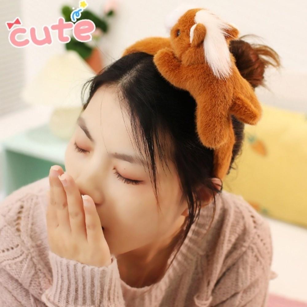 Pony Horse Hair Hoop Mascot New Year Headpiece Cute 2026 New Year Headband  New Year Dress Up