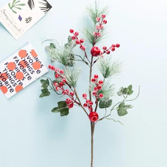Christmas Berries Pine Artificial Berry Pine Branch Needles Faux Christmas Plant Xmas Tree Wreath DIY New Year Christmas Decor