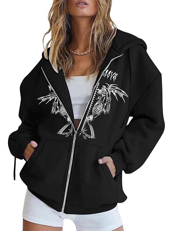 2023 Gothic Unisex Butterfly Skull Hoodie, Oversized Harajuku Style Sweatshirt for Couples