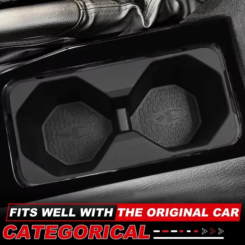 Cup Holder Storage Tray Shock-Absorbing TPE Tidying Car Accessories Black Suitable for Mitsubishi Triton L200 2024 2025