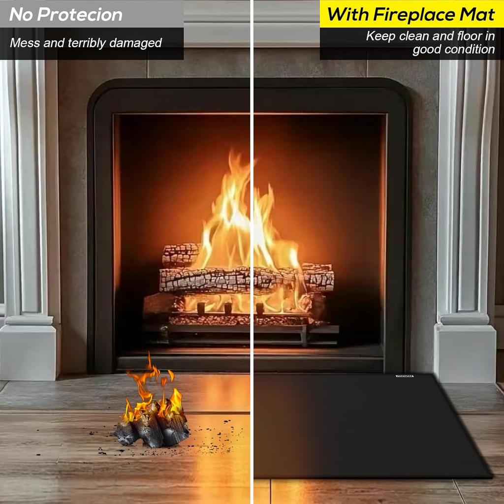 Hearth Rugs for Fireplaces Fire Resistant Mat, 42x24 Inches Fireproof Fireplace Mat Hearth Area Rug, Hearth Pad for Wood Stove Fireplace